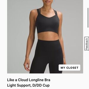 Lululemon Athletica Ribbed Like a Cloud Longline Bra - Size 10 - Black